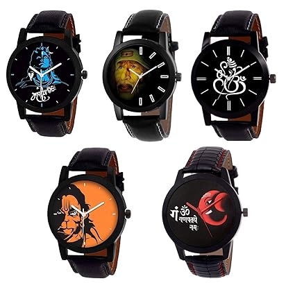 Swadesi Stuff Stylish Lord Mahadev Saibaba Mahakal Hanumanganpati Religion Watch for Men Women Boy Girl Lord Shiva Series Watch 407 God Series Watch - for Men & Women