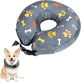 ANWA Inflatable Dog Collar After Surgery Adjustable Recovery Cone Blue Paw view 1