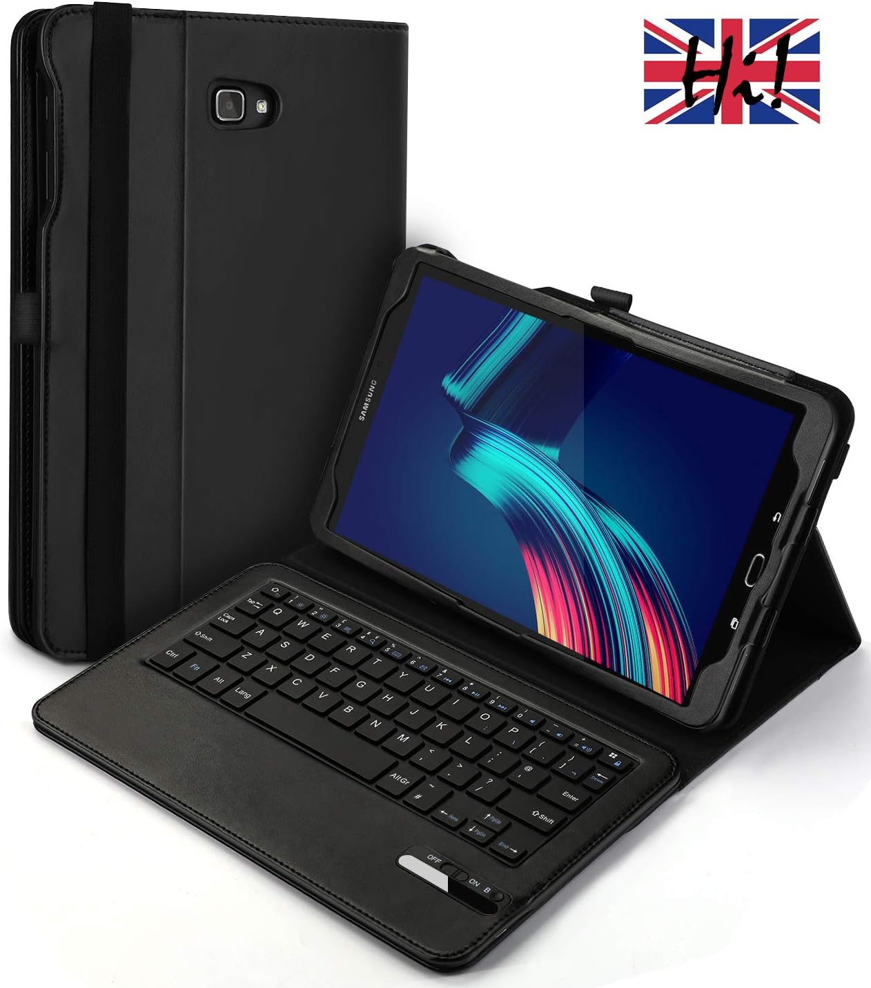 Tonb Shop Samsung Galaxy Tab A 10.1 Keyboard Case, Wireless Detachable UK Layout Keyboard with Multi-Angle Stand, Auto Wake/Sleep Feature for Galaxy Tab A 10.1 SM-T580/T585 Tablet, Black
