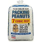 BOX USA White Packing Peanuts 7 Cubic Ft for Shipping &amp; Packing | Packing Peanuts 7 Cubic Ft Loose Fill Styrofoam Void Fill for Shipping, Moving &amp; Protecting Fragile Items, Made in USA