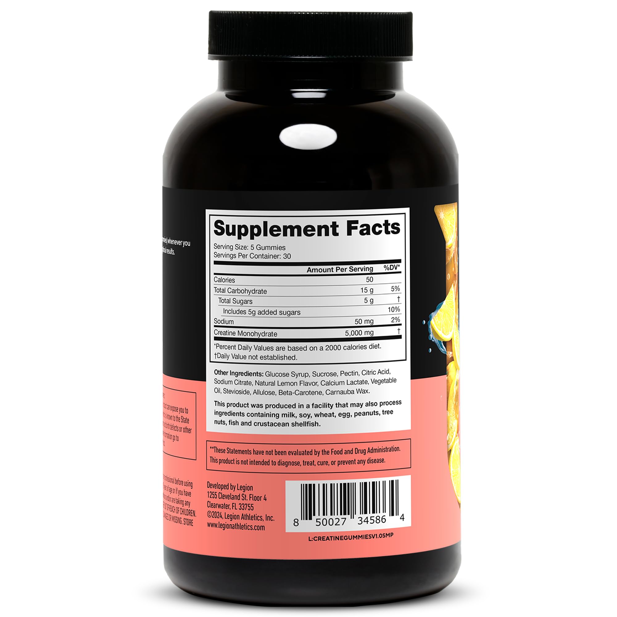 LEGION Creatine Monohydrate Gummies – Clean Chewable Creatine Supplement for Strength, Endurance & Muscle Recovery – 30 Lemon Drop Flavor Servings – No Artificial Flavors or Sweeteners.