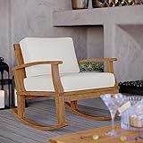 Modway EEI-4177-NAT-WHI Marina Patio Teak Rocking Chair, Natural White