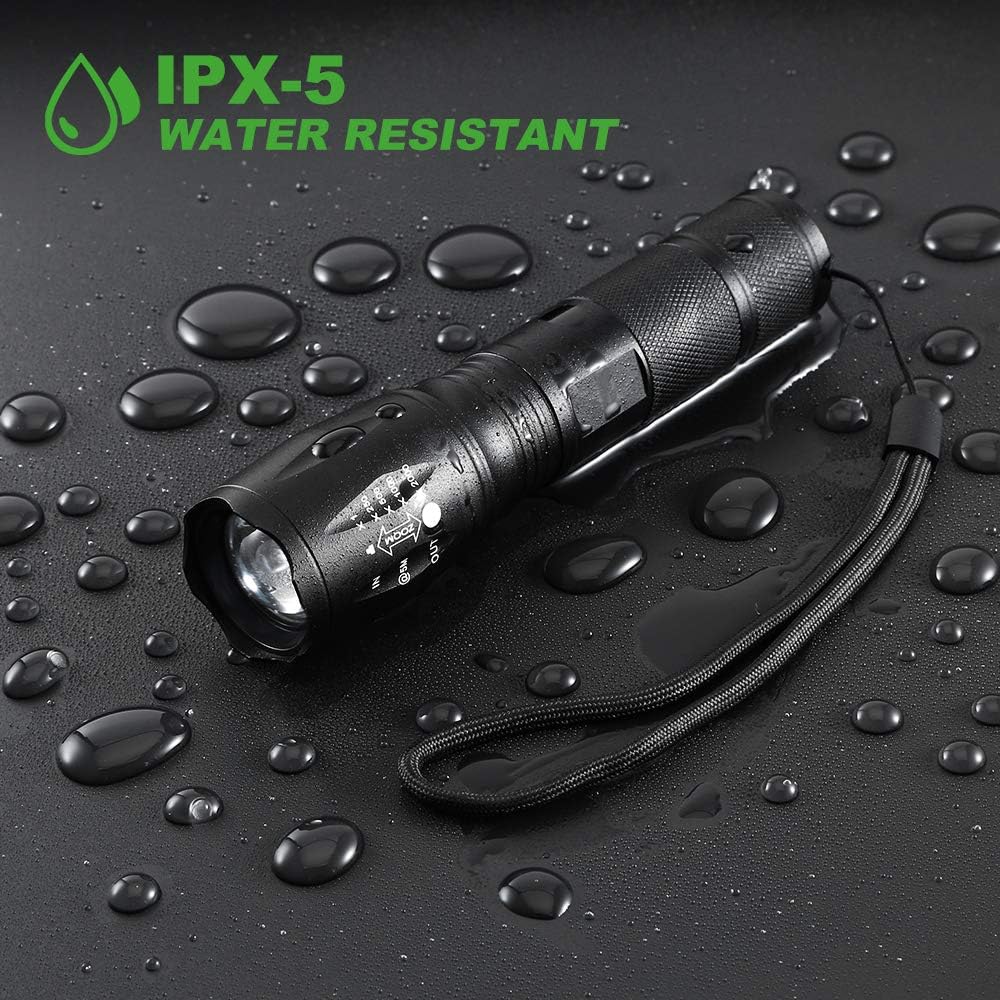 LED tactical flashlight (2 packs), mini pocket super bright flashlight, zoom flashlight with 5 lighting modes, high lumen, waterproof handheld flashlight, suitable for camping, hiking, emergency use. - - 