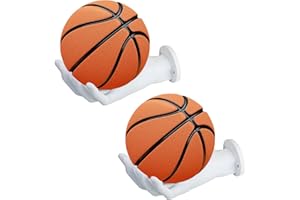 Miocololy Basketball Wall Holder, Football Display Stand Holder Wall Mount Hoop Storage Rack Organizer for Boys' Bedroom Accessories Man Cave and Decor (White)