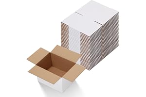 Calenzana 8x6x4 Shipping Boxes Set of 25, White Corrugated Cardboard Box for Mailing Packing Gifts Small Business
