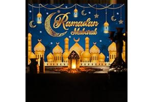 ERHAOG Ramadan Decorations for Home - 71 x 44 in Ramadan Banner Mubarak Table Mubarak Sign Backdrop Favors Hanging Decorations for Outdoor Home Party Window Wall Eid Al-Fitr al-Adha زينة رمضان كريم ديكو