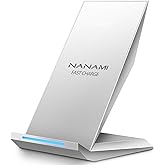 Fast Wireless Charger, NANAMI Qi Certified Wireless Charging Stand Compatible iPhone 17/17 Air/16/16 Plus/15/14/13/12, Desktop Charger for Samsung Galaxy S25/S24/S23/S22/S21 and Qi-Enabled Phone
