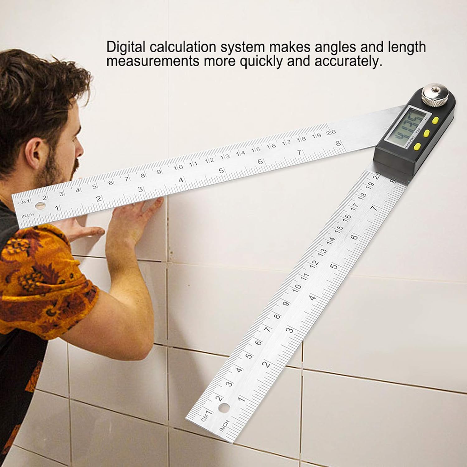 Angle Reader Ruler 0-200mm Stainless Steel Angle Finder Ruler, 2 in 1 Combination ...
