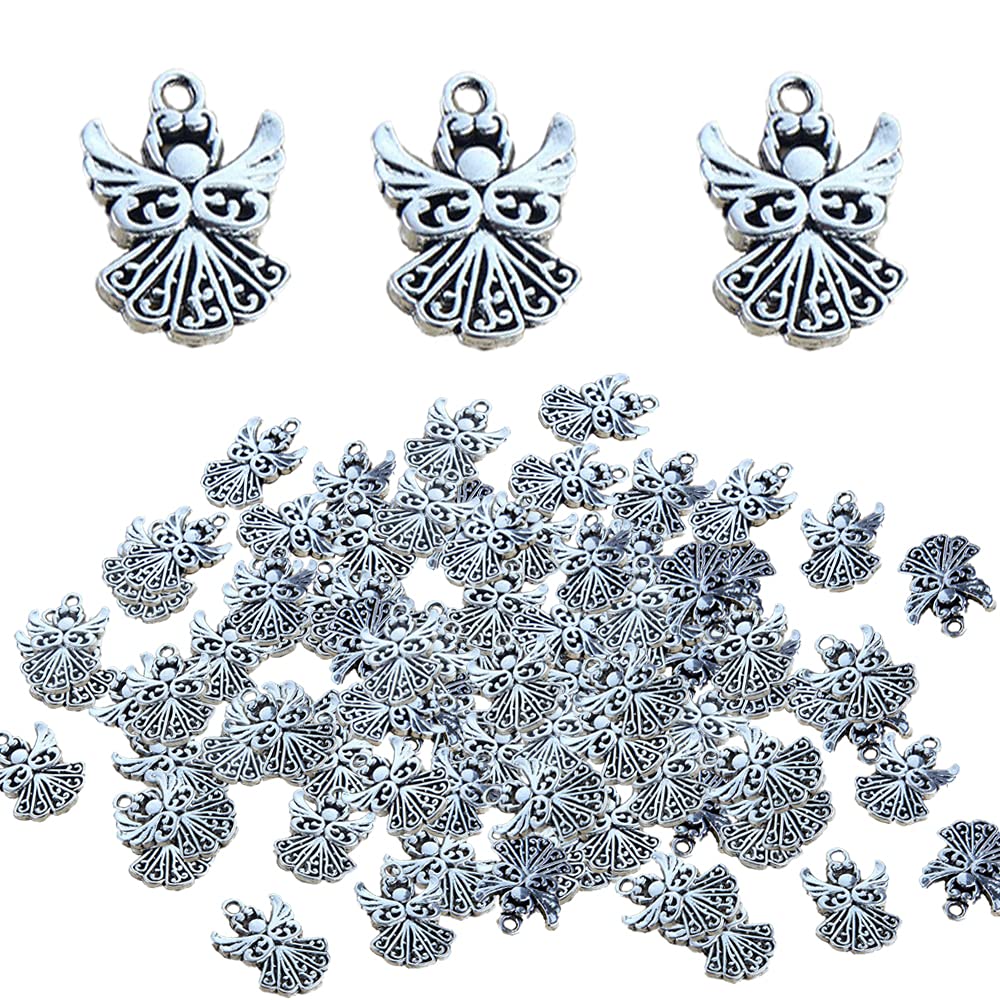 30 Pieces Angel Wings Charms Angel Charm Beads Charming Beads for Jewellery Making Or Necklace Making