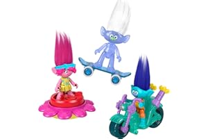 Fisher-Price Imaginext DreamWorks Trolls Toy Sparkle & Roll Pack, Poppy Branch and Guy Diamond Figures and Vehicles Set, Ages 3-8 Years