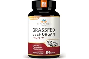 TERAPUTICS Premium Grass Fed Beef Organ Supplement for Women & Men with Beef Liver, Heart, Kidney, Pancreas & Spleen Capsules | Carnivore Diet | Non-GMO Freeze Dried & Desiccated Liver Pills Complex | 200 Count