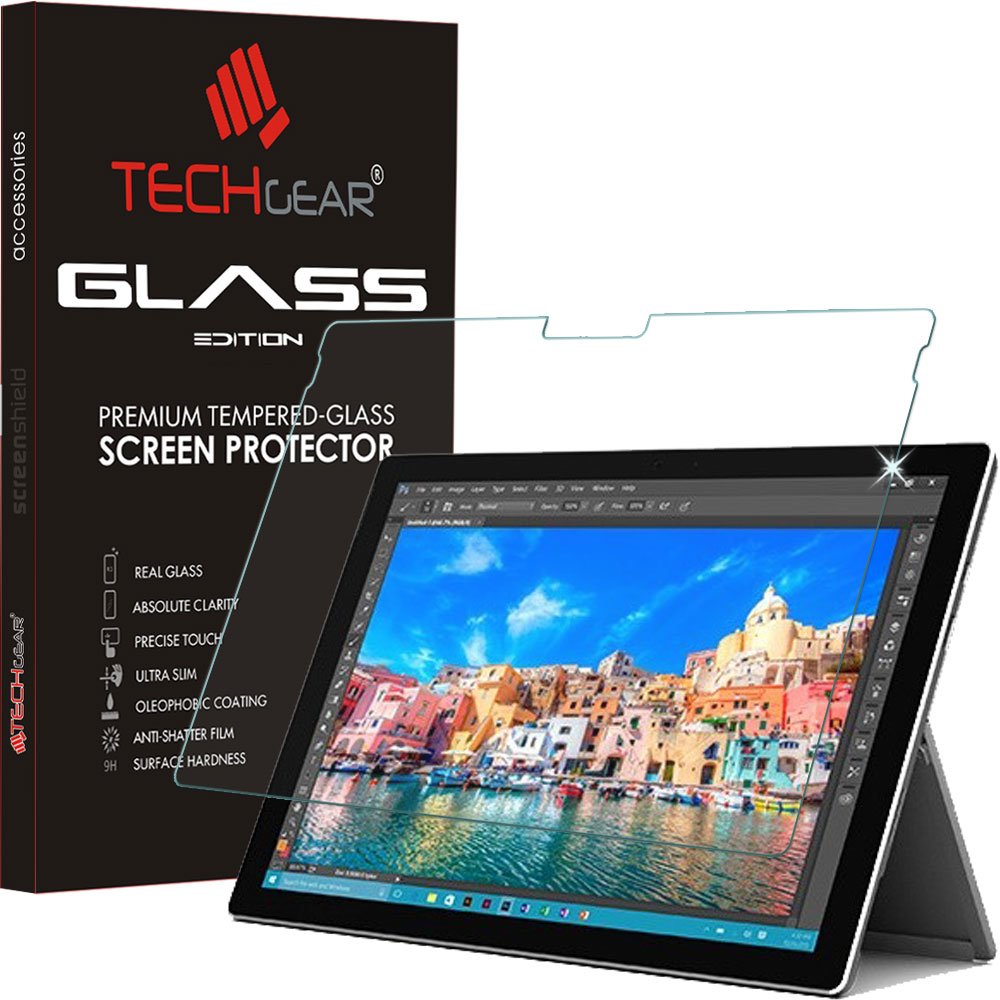 TECHGEAR GLASS Edition fits Microsoft Surface Pro 6, Pro 4, Pro 2017 - Genuine Tempered Glass Screen Protector Guard Cover Compatible with Microsoft Surface Pro 6, 2017 & 4