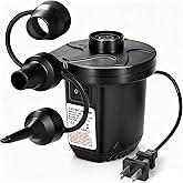 XIBETEO Electric Air Pump AC 110V-120V Quick-Fill Air Pump for Inflator or Deflator Portable Air Mattress Pump with 3 Nozzles