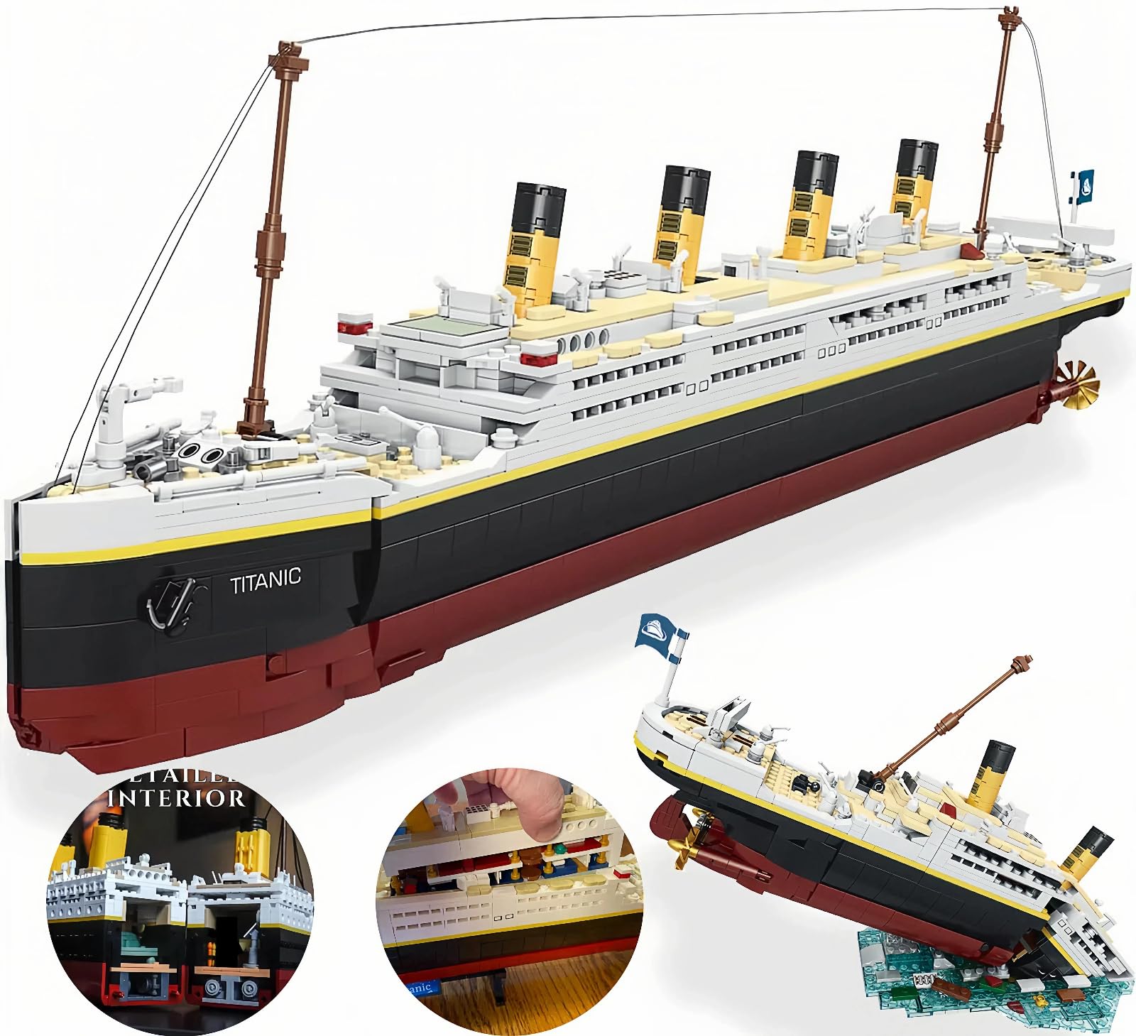 BIDIUTOY Titanic Model Kit -2022 Pieces Large Titanic Ship Building Blocks Set, STEM Educational 3D Puzzle Toys Gifts for Kids and Adults, Ideal Collectible Display Architecture for Home& Office Decor