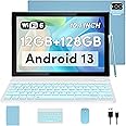 Android 13 Tablet with Keyboard, 10 inch 2 in 1 Tablets, 12GB RAM+128GB ROM 2.0Ghz CPU Tableta, 2.4G/5G WiFi6 BT 5.0 Tablet PC, 1280*800 HD Tablet with Case Mouse Stylus Film, 6000mah Battery Tablet