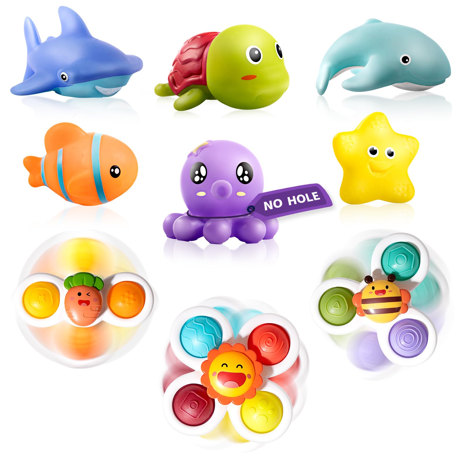 Photo 1 of Hely Cancy Infant Bath Toys for 18 Months - No Hole Animal Bathtub Toys, Baby Bath Tub Toys