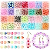 shynek 700 Piecess 8mm Glass Beads for Jewelry Making, 28 Bicolors Glass Crystal Beads Bracelet Making Kit for Bracelet Jewelry Making and DIY Crafts (GGB-8)