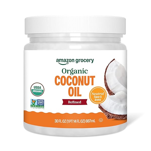 AMAZON GROCERY, ORGANIC REFINED COCONUT OIL, 30 FL OZ (PREVIOUSLY AMAZON FRESH, PACKAGING MAY VARY)