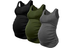 PARNIXS Summer Women's Maternity Tank Top Comfy Sleeveless Maternity Clothes (3 pcs)