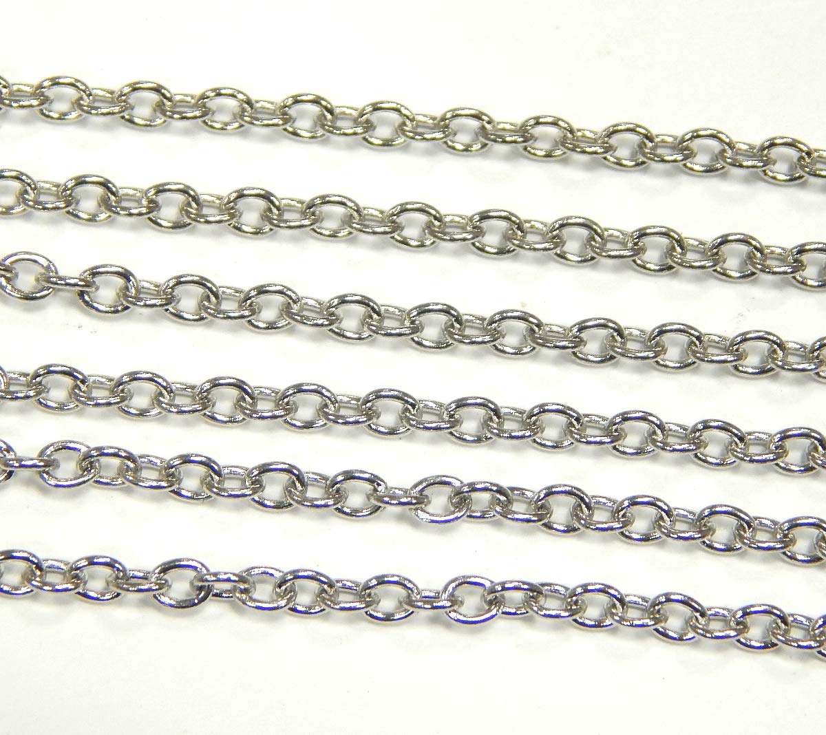 Perlin - 3 metre stainless steel chain metal chain made of stainless steel link chain cable chain link round curb chain 2 x 3 mm silver colour sold by the metre for jewellery accessories DIY M425 x3
