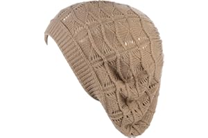 BE YOUR OWN STYLE BYOS Chic Soft Knit Airy Cutout Lightweight Slouchy Crochet Beret Beanie Hat