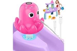 Hinastar Water Table Pump Octopus, Cordless Rechargeable Pump for Water Tables with Magnetic Mounting, No Drill Installation, Durable Outdoor Water Play Accessories for Kids & Toddlers (Pink)