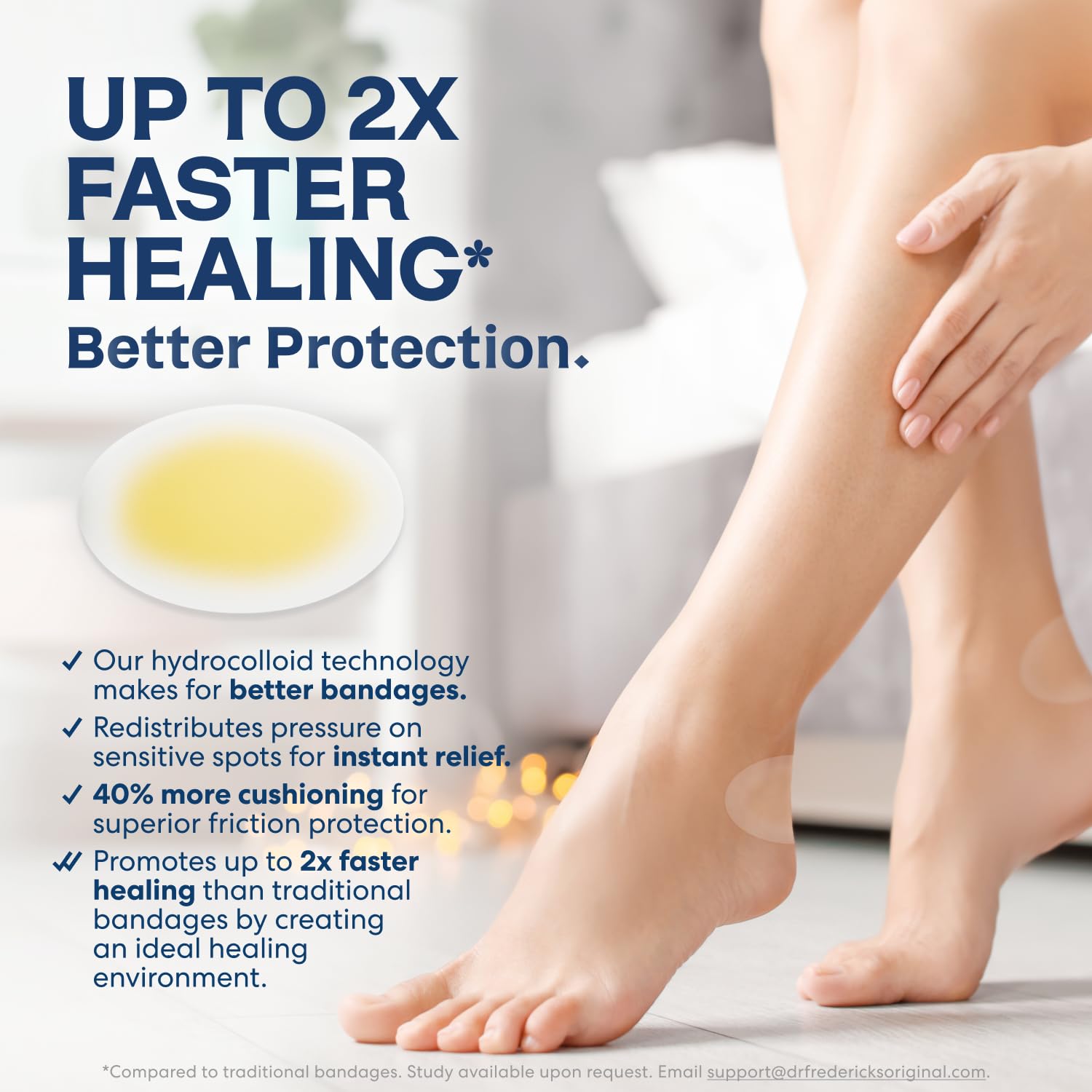 Dr. Frederick's Original Better Blister Bandages - 10 ct - Water-Resistant - 40% More Cushioning - Hydrocolloid Pads for Foot & Heel Protection & Recovery - Blister Relief Pads - Heel Pack
