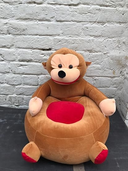 TradeBlush Baby Plush Stuffed Cotton Spongy Hugable Cute Soft Toy Monkey Chair/ Stool/ Joker Playing Seat, 45x44x46cm, 1-5 Years (Brown)