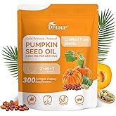 Pumpkin Seed Oil with Saw Palmetto Capsules - Cold Pressed Pure Virgin Oil 300 Softgels for Men & Women Supports Hair, Urinary, Bladder, Prostate Health - Essential Fatty Acids & Phytosterols, Non-GMO