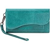 Montana West Wallets for Women Large Phone Wristlet Wallets Trifold Money Organizers with Coin Purse and Wrist Strap