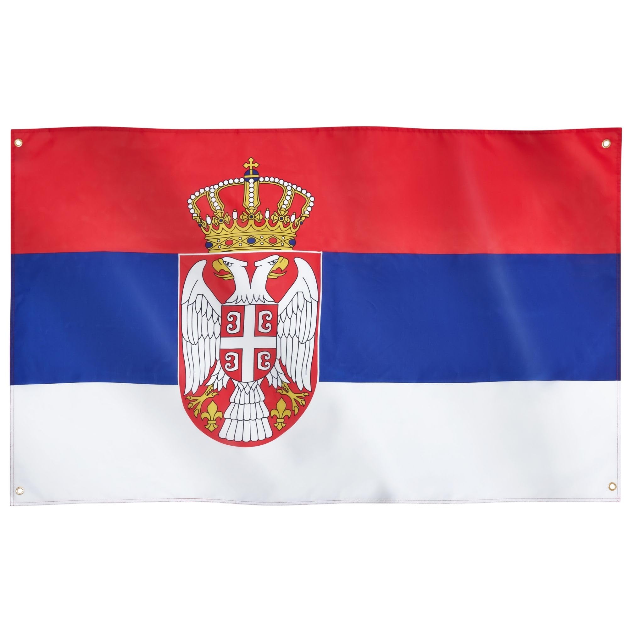 Runesol Serbia Flag, 91x152cm, 3ft x 5ft, 4 Grommets, Eyelet In Every Corner, Serbian Flag, Tricolor, Yugoslavia, Застава Србије, Premium Flags, Inside, Outside, Vivid Colours, Victory Day — image 1