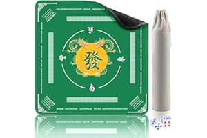 DYMMO Mahjong Mat 32.4x32.4 inch Waterproof Mahjong Table Cloth 3mm Thickened Non-Slip Noise Reduction Game Mat for Mahjong Board Games Domino Poker Card Games (Green A)