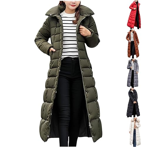 Winter Jackets For Women Uk Long Puffer Coats For Women Hooded Padded Thick Quilted Jacket Womens Plus Size Winter Warm Parka Coat Waterproof Lightweight Slim Fit Down Jacket With Pockets