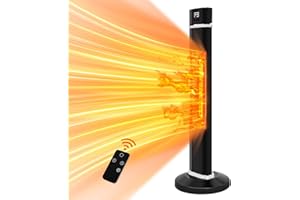 Nichro Outdoor Patio Heater, 1500W Infrared Electric Heater with 9 Heat Levels, 24H Timer, Tip-Over Protection, Remote Control, Super Quiet Electric Patio Heater for Outdoor & Indoor Use