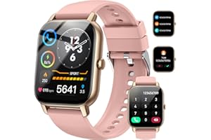 NERUNSA Smart Watch(Answer/Make Call), 1.85" Smart Watches for Men Women IP68 Waterproof, 110+ Sport Modes, Fitness Activity Tracker, Heart Rate Sleep Monitor, Pedometer, Smartwatch for Android iOS, Pink Gold