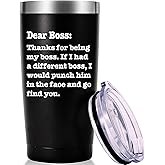 AMZUShome Thanks For Being My Boss Travel Mug Tumbler.Boss Day Gifts Office Gifts.Moving Appreciation Retirement Birthday Christmas Gifts For Men Women Boss Boss Lady From Employees(20oz Black)