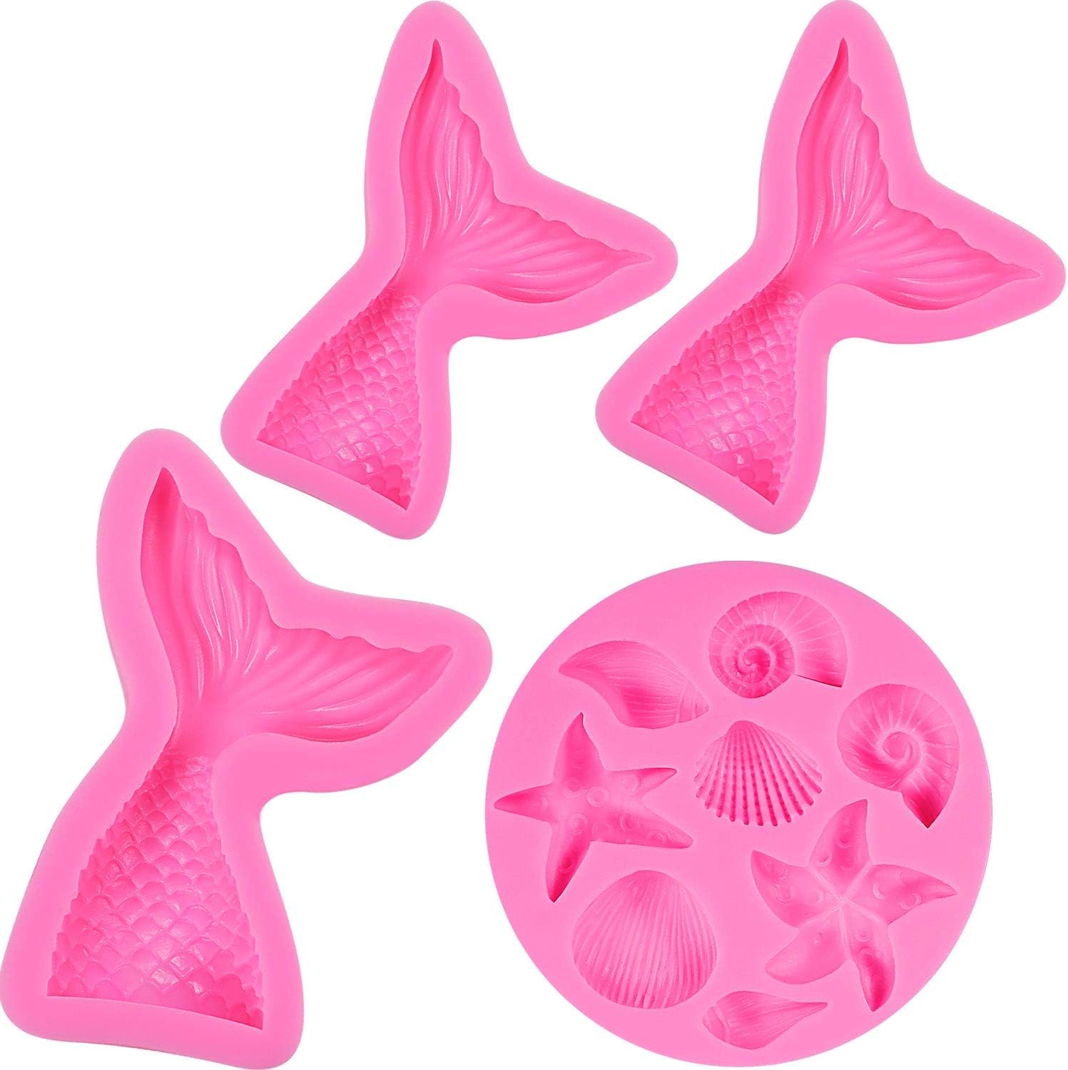 Amazon Com Bbto 5 Pieces Seashell Silicone Fondant Cake Molds