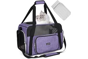 BAGLHER Pet Travel Carrier, Cat Carriers Dog Carrier for Small Medium Cats Dogs Puppies, Airline Approved Small Dog Carrier Soft Sided, Collapsible Puppy Carrier. Purple