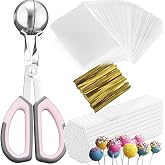 Cake Pop Kit, 100 6 inch Cake Pop Sticks, 100 Cake Pop Bags, 100 Twist Ties, 1 Cake Pop Mold Roller, Cake Pop Maker for Cake pops, Lollipop, Candies, Chocolates and Cookies (Pink)
