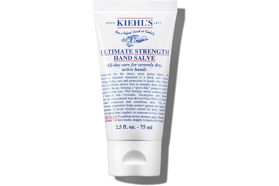 Kiehl’s Ultimate Strength Hand Salve, Deeply Hydrating Hand Lotion, Thick and Rich Formula for Intense Moisture and Conditioning, Protects and Repairs Dry Skin, Paraben and Gluten Free