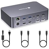 AV Access KVM Switch Dock 2 Monitors 2 Laptops, 4K KVM Switch Dual Monitor | 2 USB C MST Ports, 60W PD for Each PC, 1G Ethernet, EDID Emulation, 2K@144Hz,1080P@240Hz,Plug&amp; Play, Ideal for Home Office