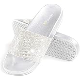 Fur Story Womens Slides House Slippers Rhinestone Glitter Slides Cute bling Flat for Women Platform Sandals Cozy Bedroom Slippers Shower Shoes