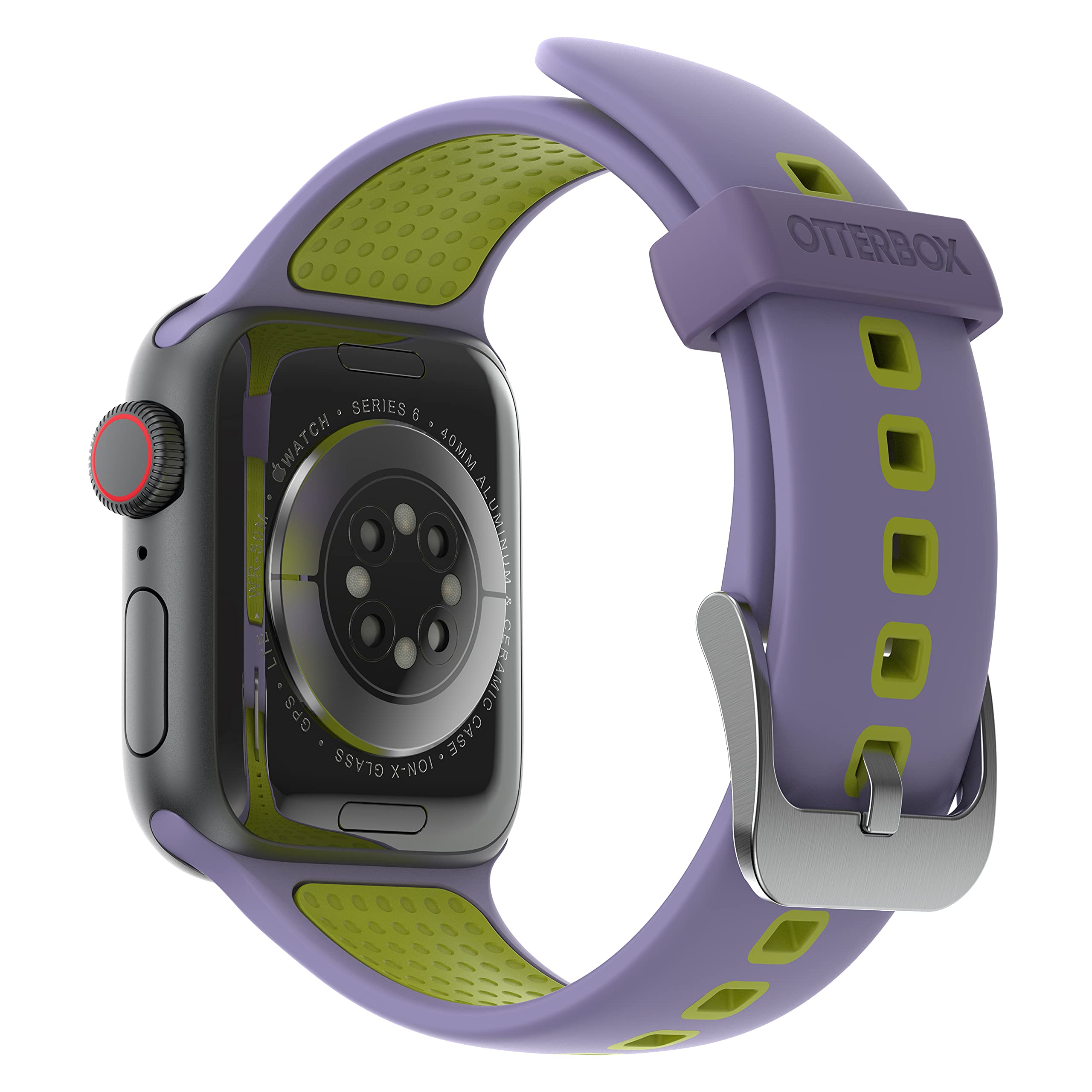 OtterBox All Day Watch Band for Apple Watch 40/41/42mm, Replacement Durable Soft Touch Silicone Strap for Apple Watch, Purple/Green — image 1