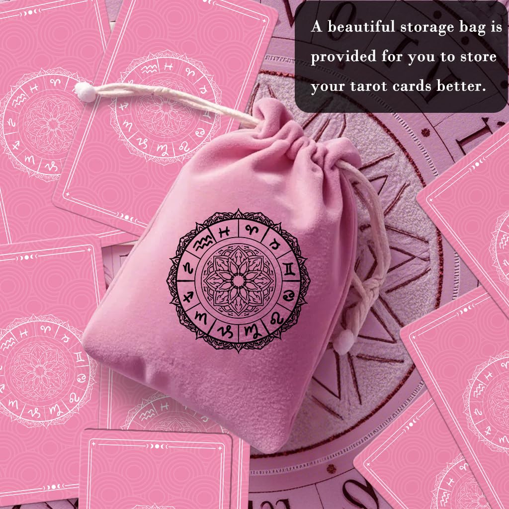 Smoostart Tarot Cards for Beginners with Meanings on Cards - Includes Premium Velvet Storage Bag & Guide Book - 450GSM Thicker Cards