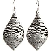 Bohemian Hammered & Engraved Silver Earrings - SPUNKYsoul Collection…