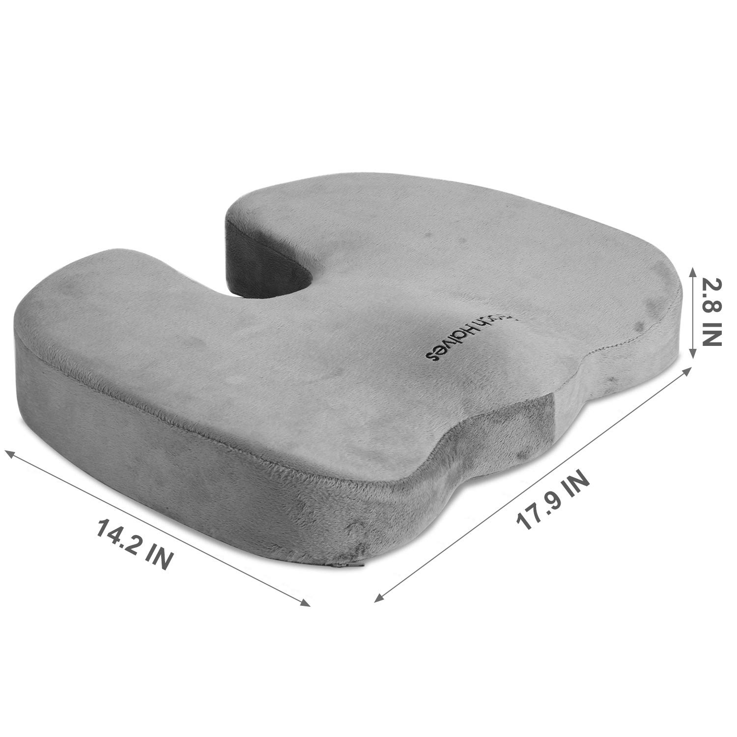 Peach Halves Orthopedic Pure Memory Foam Seat Cushion, Non-Slip Seat Cushion for Back, Sciatica, Tailbone Pain - Premium Comfort Coccyx Cushion for Car, Office Chair, Wheelchair