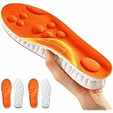 2 Pairs Massage Insoles for Men Women - 4D Cloud Orthopedic Insoles, Memory Foam Cushion Insole, Shock Absorption & Arch Support (Orange,M10-W11)