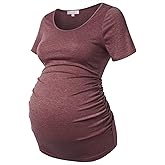 Bhome Maternity Shirt Short Sleeve Tshirt Summer Layering Pregnancy Tee
