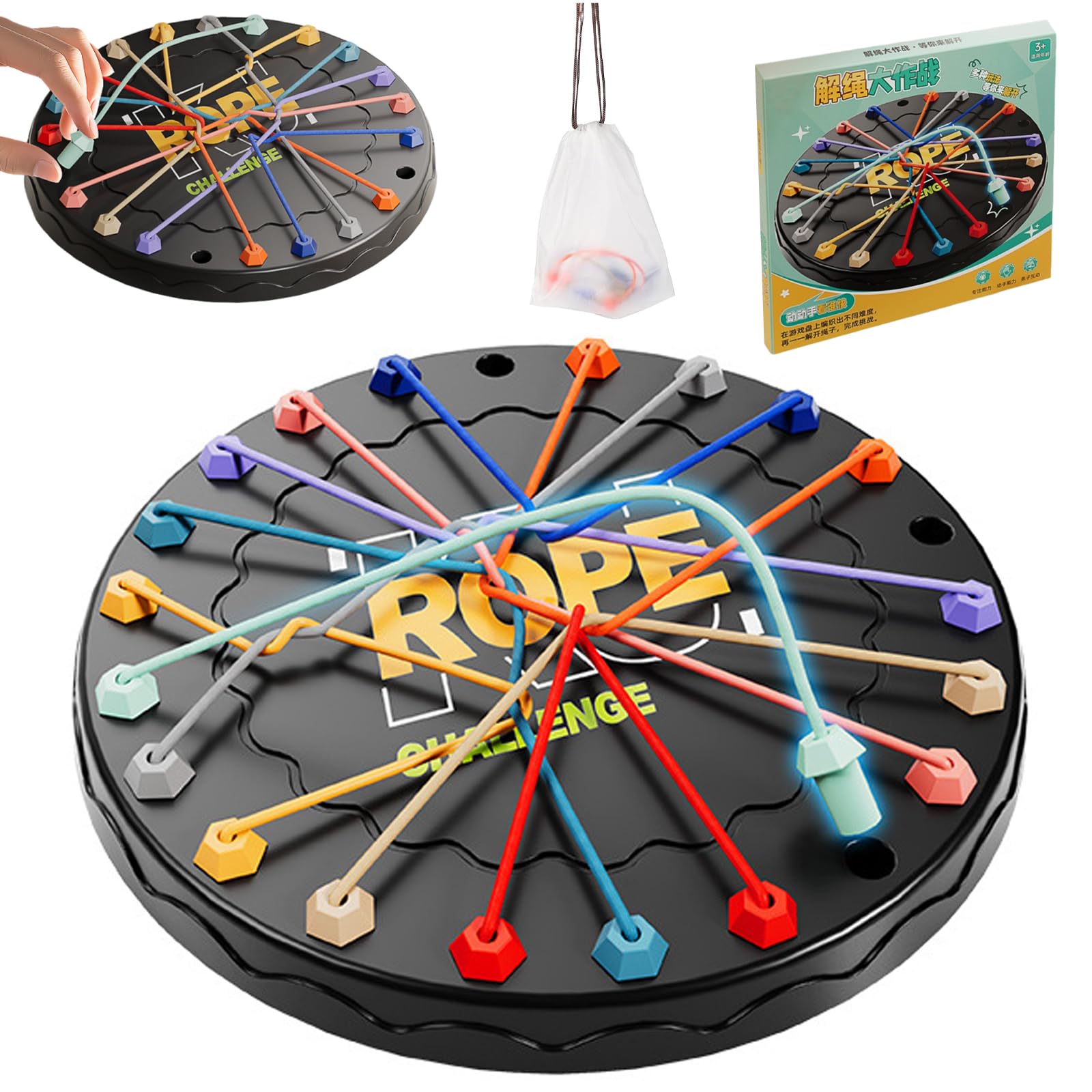 Larfraecy Twisted Rope Brainy Knots Puzzle Game Strategy Board Games-Interactive Strategic Knots Untying Toy for Kids & Adults,Brain Strategy Rope Challenge for Family Gathering,Birthday Gifts