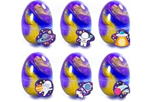WUJYLY 6 Pack Galaxy Slime Egg Set, Vibrant Cosmic-Themed Party Favors, Easter Slime Kit for Girls Boys,Sensory Toys for Kids, Birthday Goodie Bag Fillers, and Classroom Rewards, Stretchy and Mess-Free